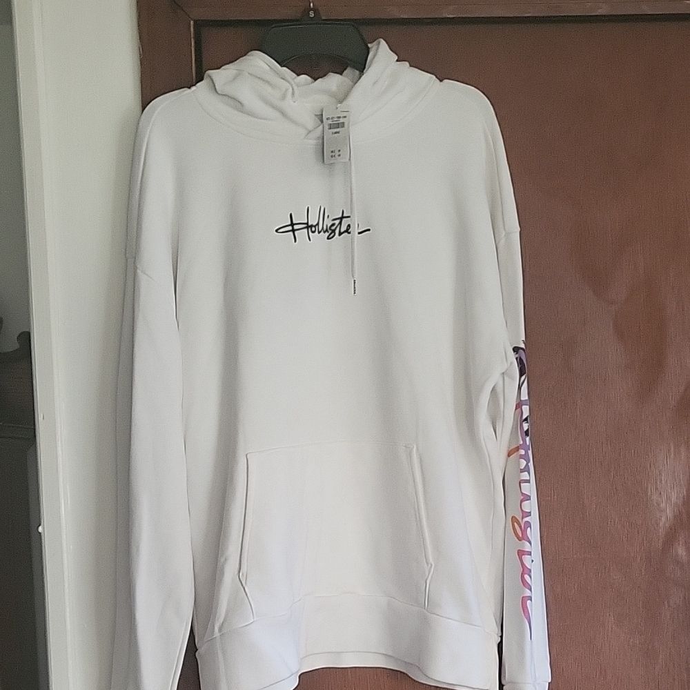 Hollister White Hoodie with Logo